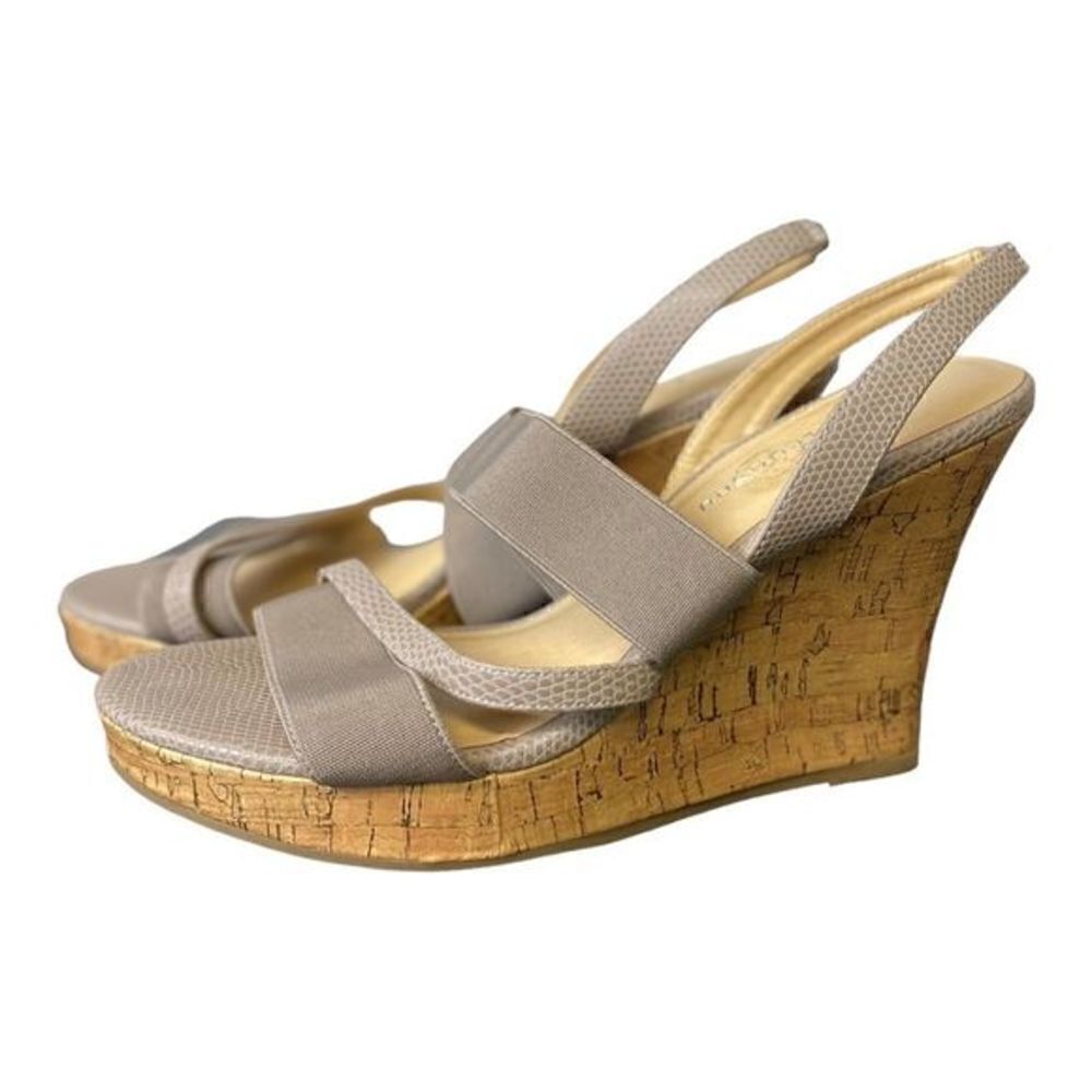 #97 
CL by  LAUNDRY Nude Wedge Heels